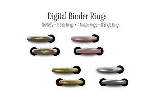 Realistic Gold Digital Binder Rings