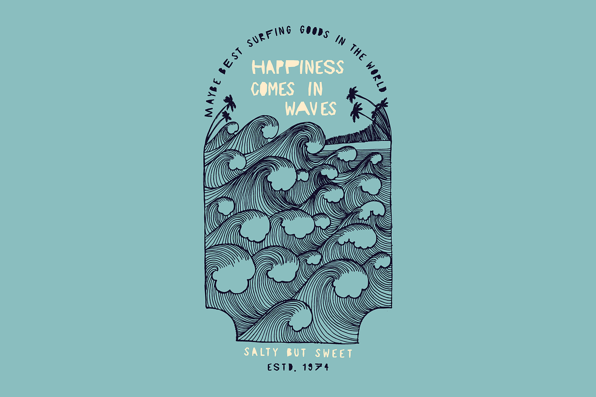 Happiness Comes In Waves, a Sport Illustration by hand draw (Photo 1 of 3)