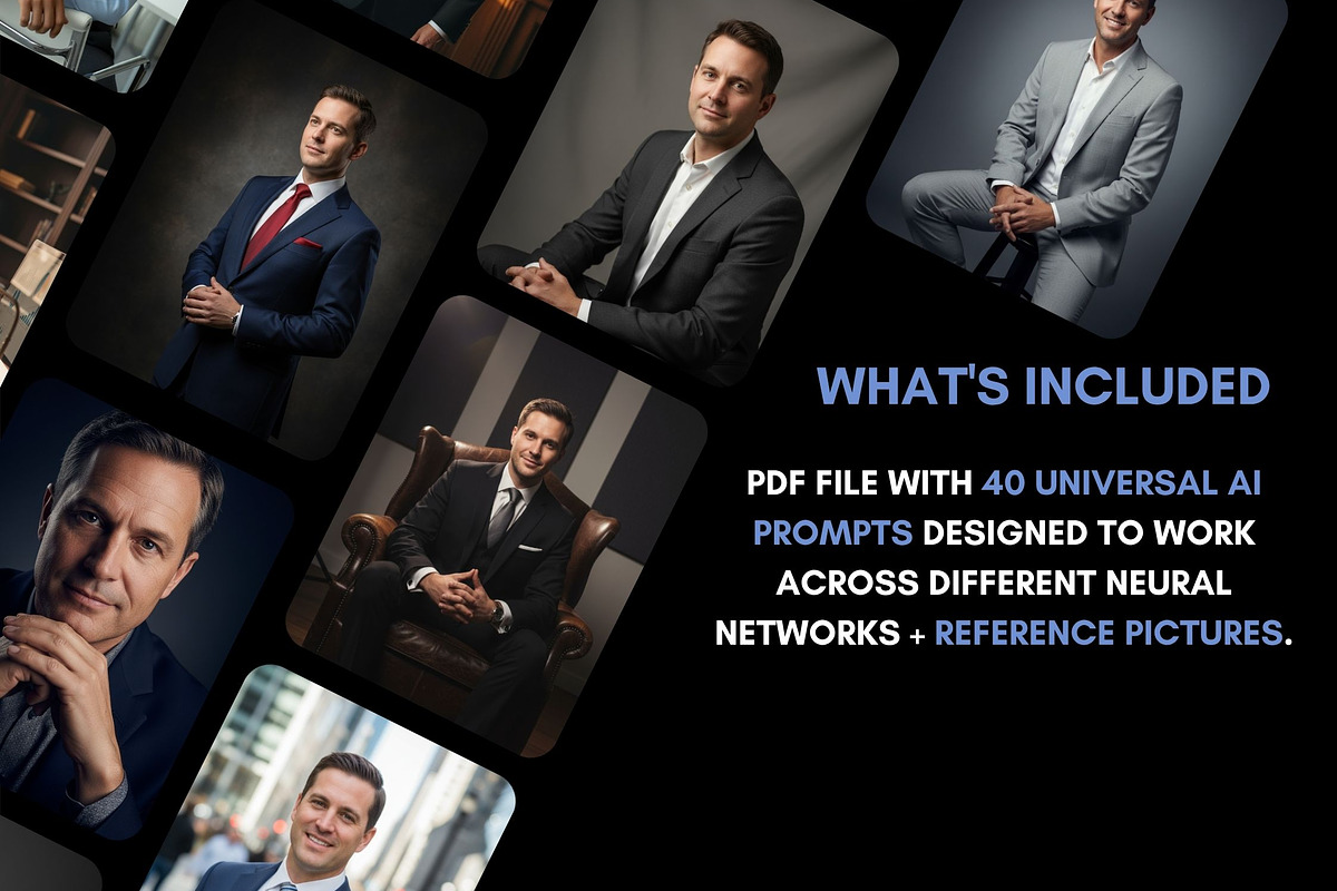40 AI Business Man Photo Prompts, a Business Photo by Selenique Studio (Photo 2 of 13)