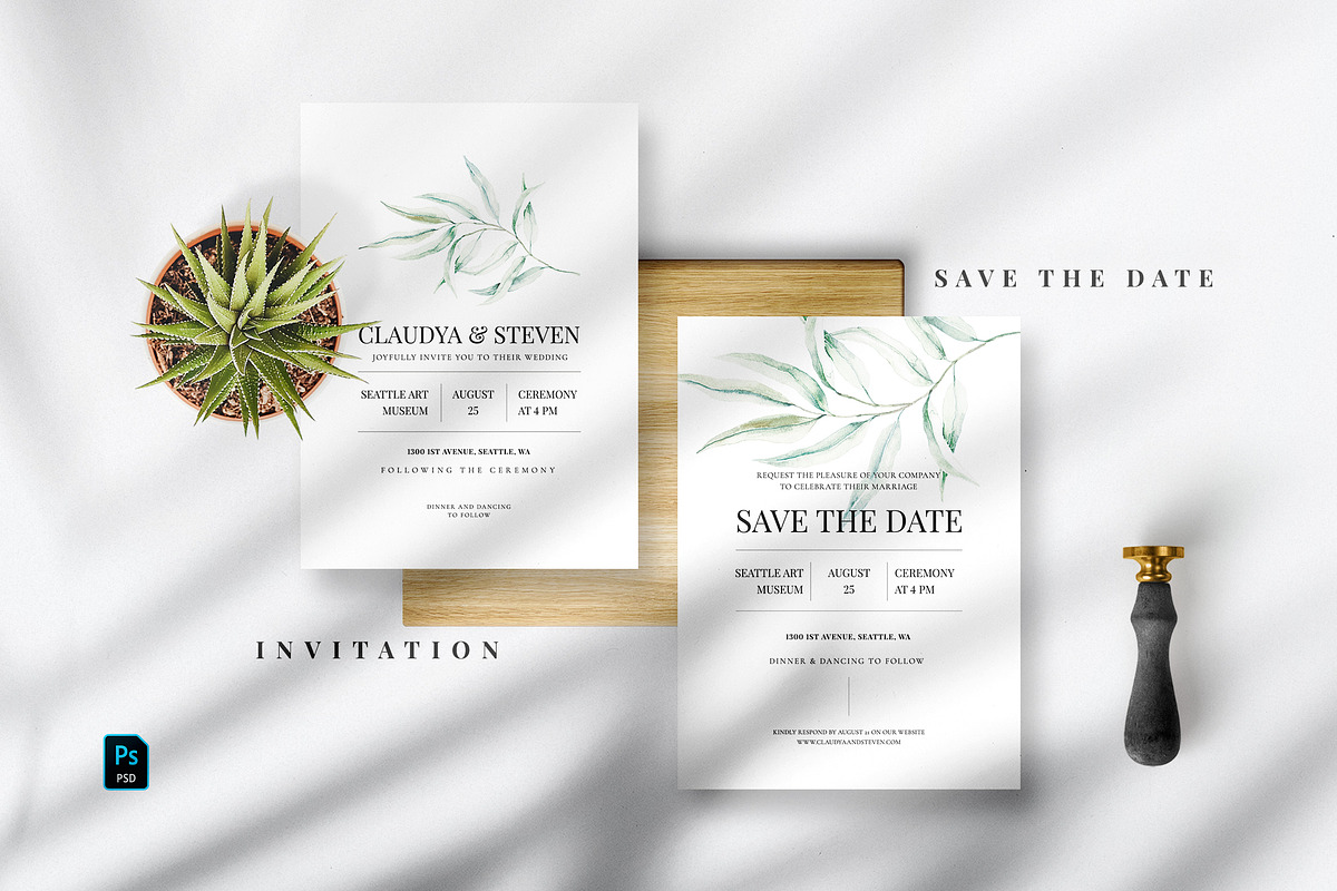 Green Leave Wedding Suite, an Invitation Template by Azka Creative (Photo 2 of 5)