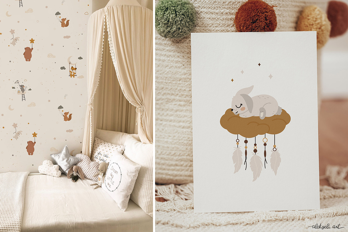 Sleeping Baby Animals Collection, an Animal Illustration by AlekseliArt (Photo 6 of 12)