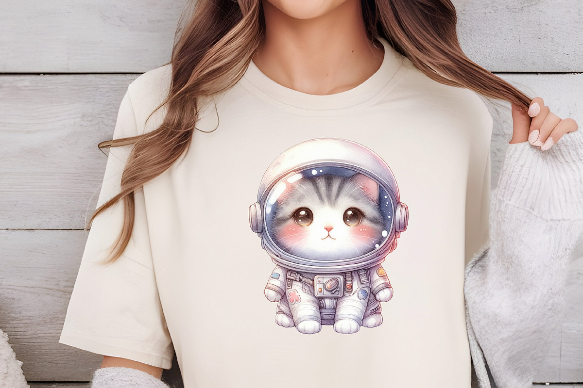 Watercolor Cute Astronaut Cat, an Illustration by DreamCafeArt (Photo 4 of 6)