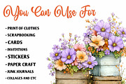 Summer Garden Watercolor Clipart, an Illustration by CreationArt (Thumbnail 5 of 10)