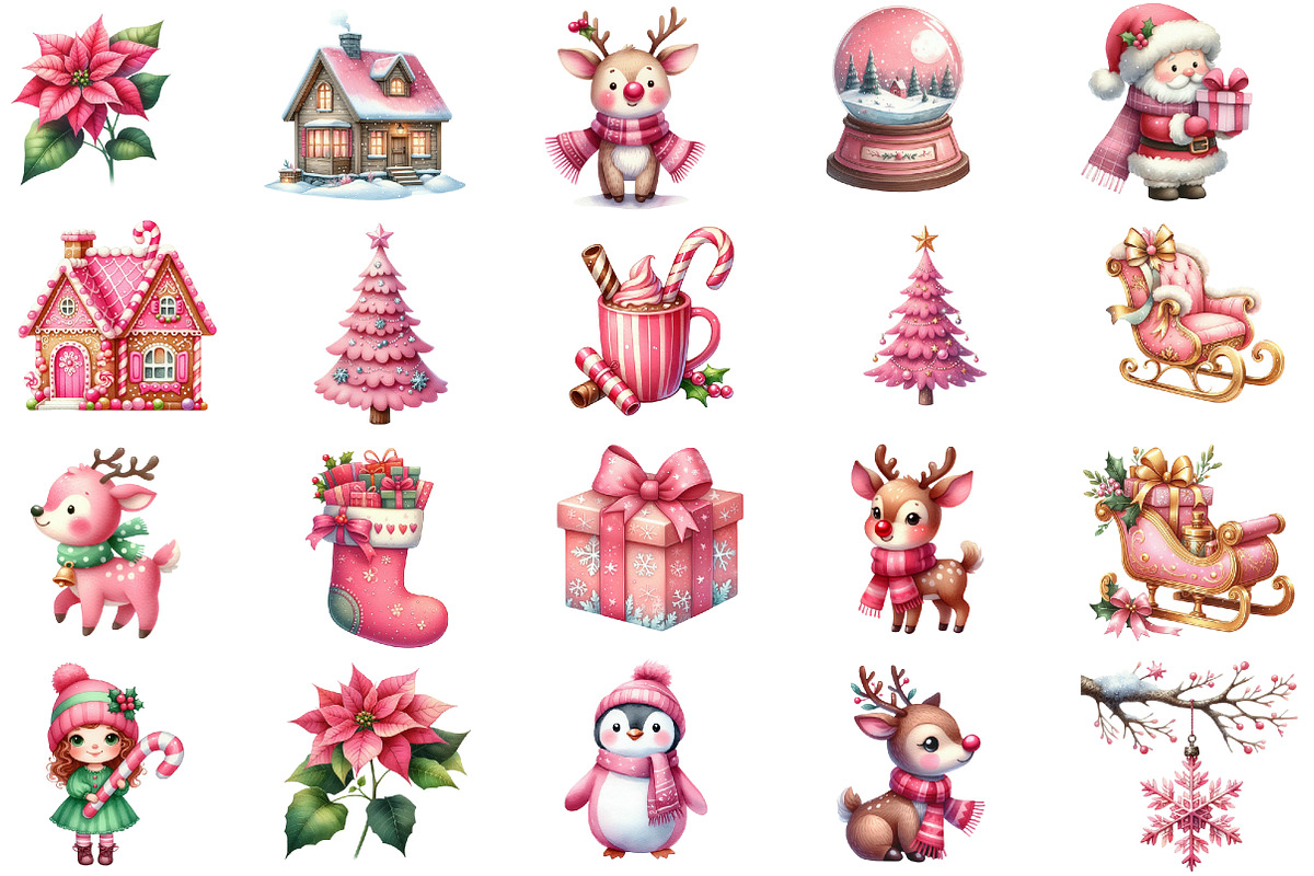 Pink Sweet Cute Christmas Clipart, an Illustration by Designworld (Photo 4 of 6)