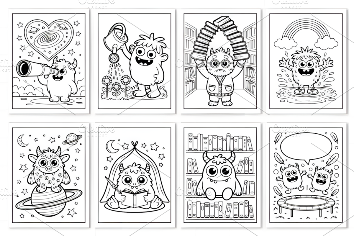 CUTE MONSTER COLORING BOOK for KIDS, a Decorative Illustration by Design Station (Photo 3 of 3)