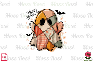 Patchwork Ghost Halloween Art, a Graphic by Moss Rose