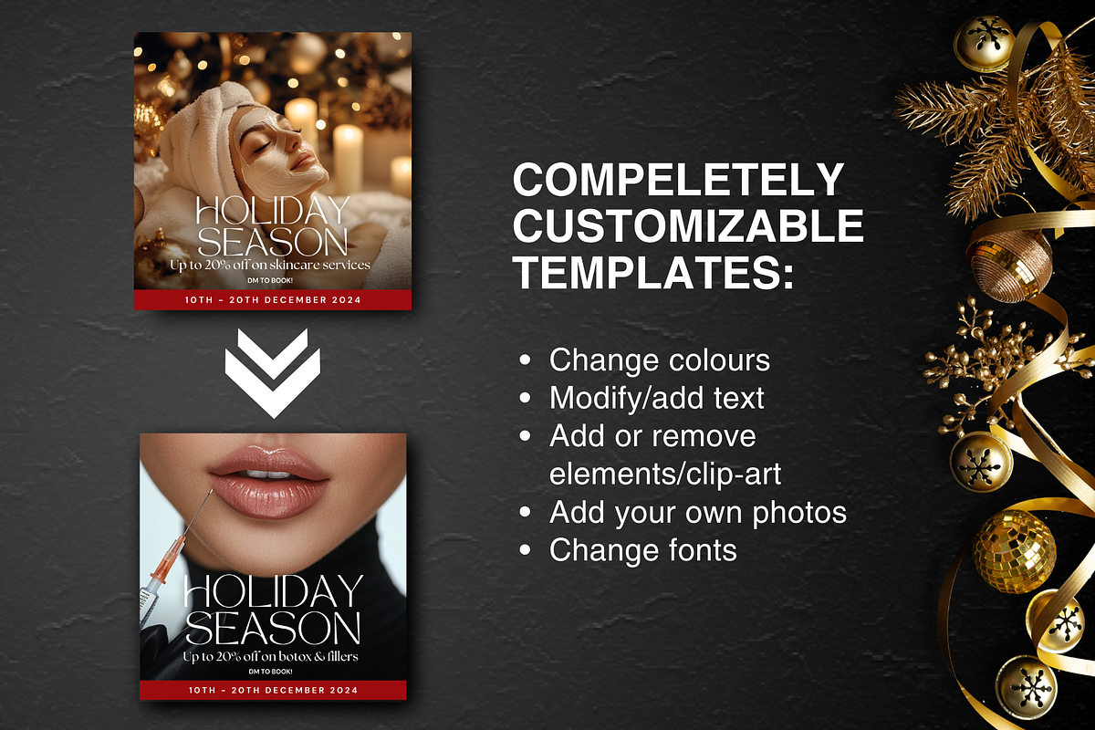 Holidays Skincare Instagram Template, a Social Media Template by DesignsbyMariaStudio (Photo 4 of 10)