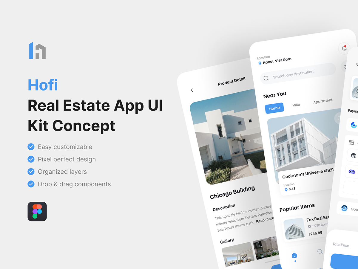 Hofi_Real Estate App UI Kit, an UI Kit Template by iDoodle Studio