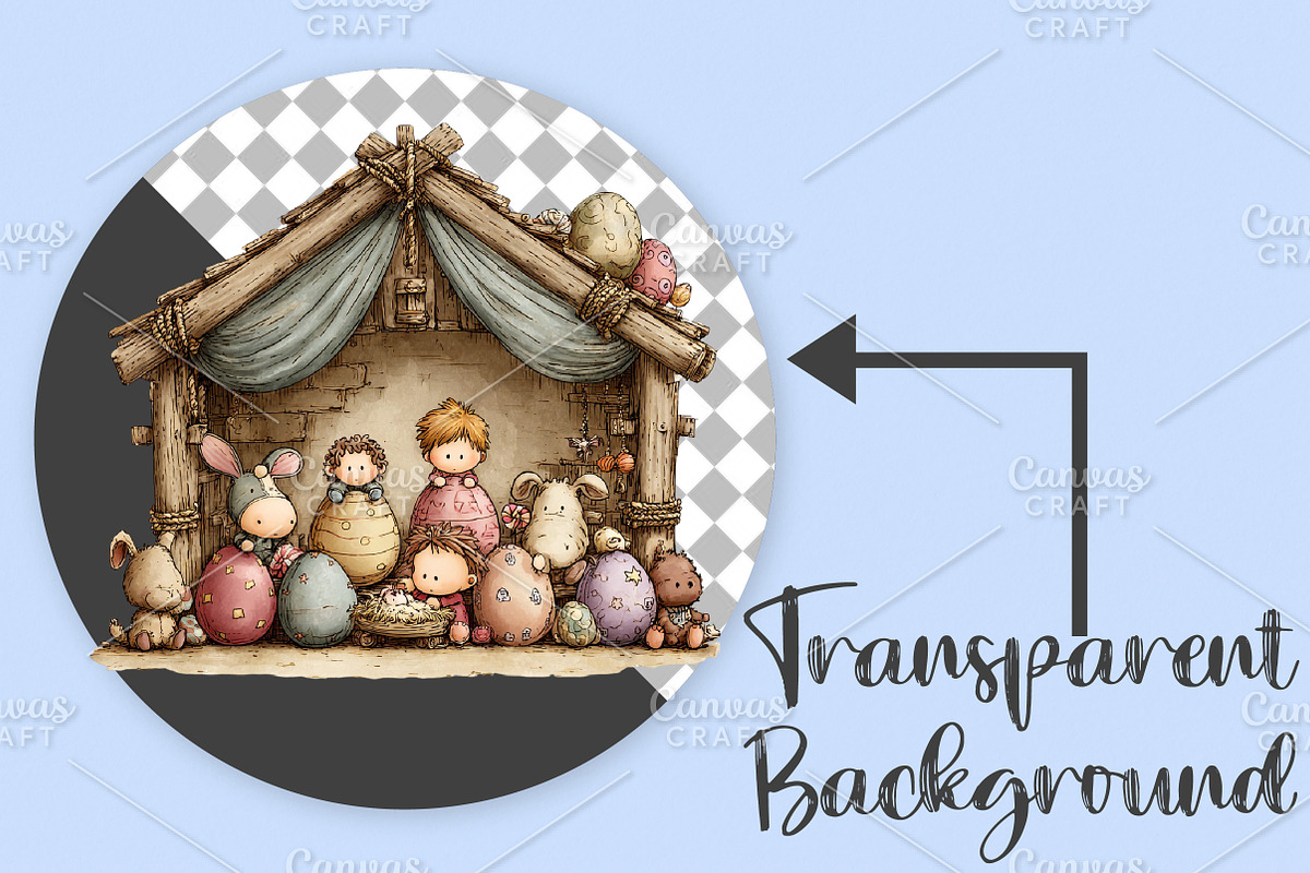 Whimsical Easter Nativity Scene PNG, an Illustration by Canvas Craft (Photo 2 of 7)