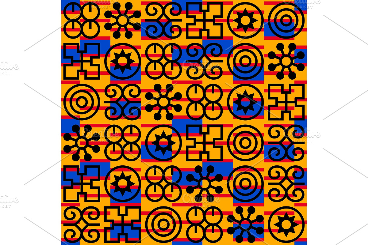 Seamless African Adinkra pattern., a Pattern Graphic by incomible