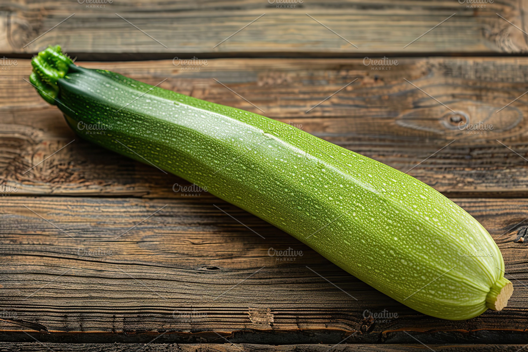 Green zucchini on wooden table, a Food & Drink Photo by AlyaAnd