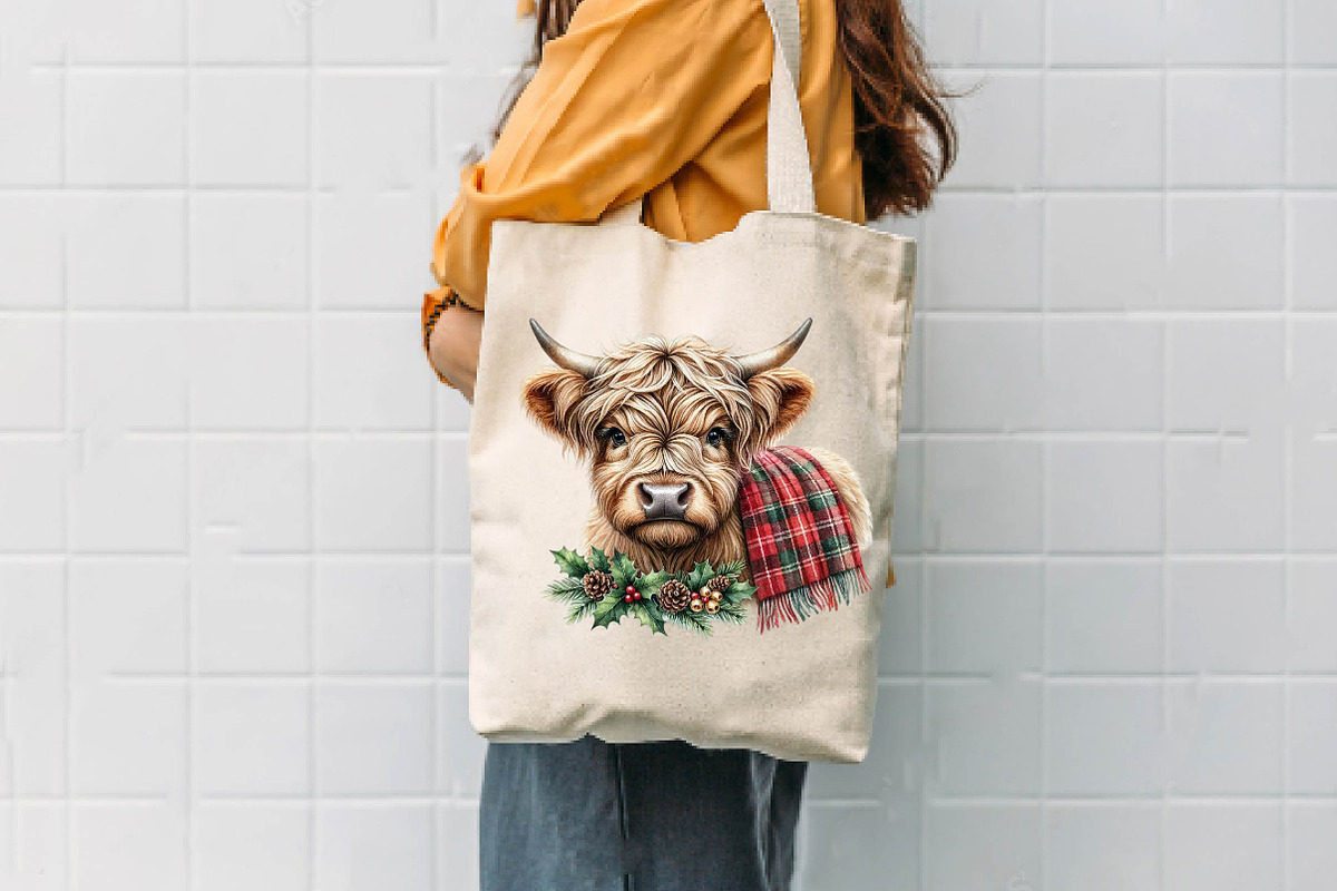Christmas Highland Cow PNG Bundle, a Seasonal Illustration by CreationArt (Photo 7 of 7)