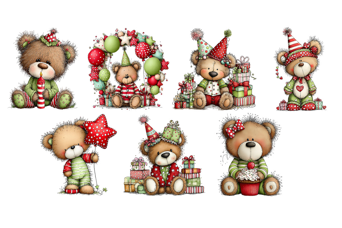 Whimsical Birthday Teddy Bear PNG, an Illustration by Craft Nest (Photo 6 of 11)