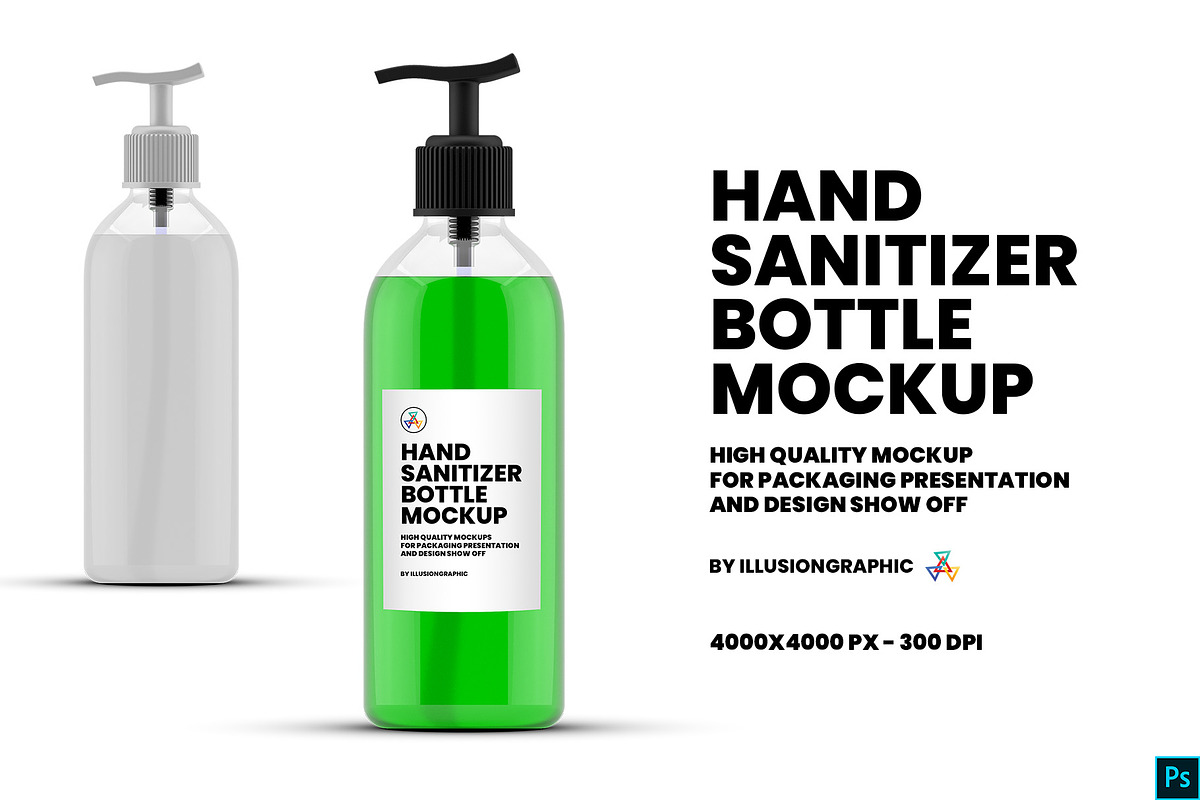 Hand Sanitizer Bottle Mockup, a Packaging Mockup by Illusiongraphic (Photo 1 of 9)