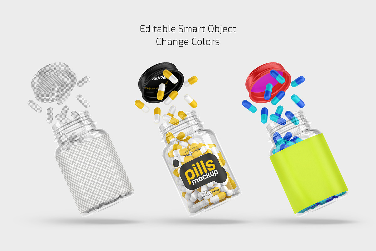 Clear Pills Bottle Mockup Set, a Packaging Mockup by Country4k (Photo 2 of 4)