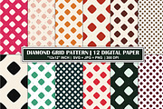 Geometric Diamond Grid Pattern Set, a Pattern Graphic by Gfx Expert Team (Thumbnail 1 of 3)