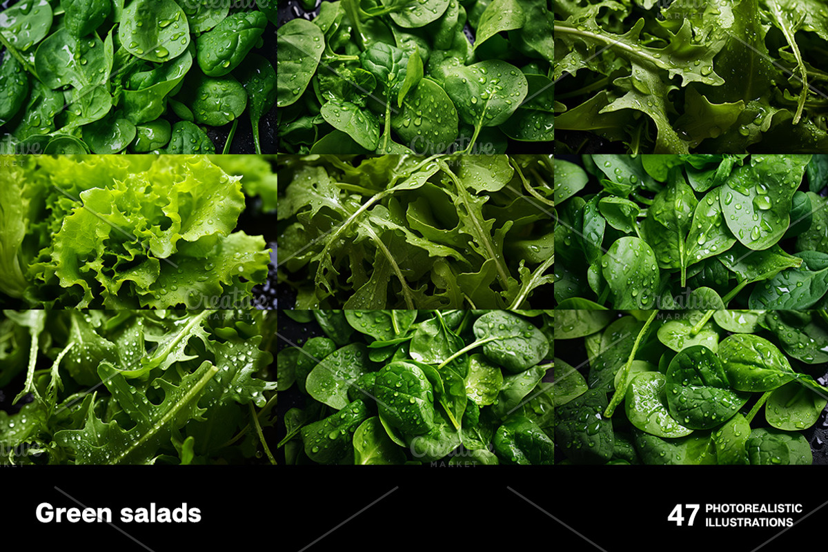 Green Salads. 47 images, a Food & Drink Photo by Handmadefont (Photo 2 of 12)