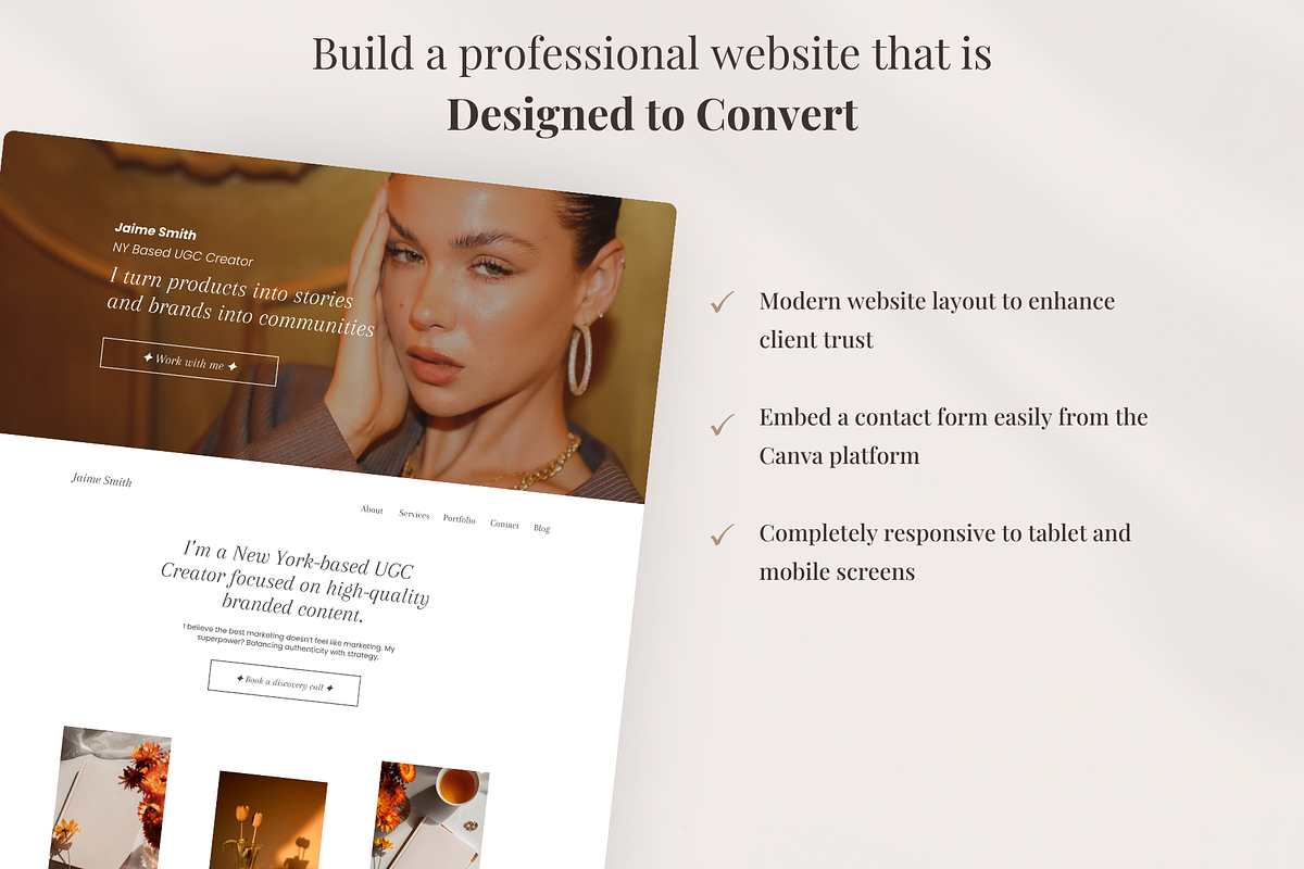 UGC Portfolio Canva Website Template, a Landing Page Template by GlamWebDesigns (Photo 3 of 8)