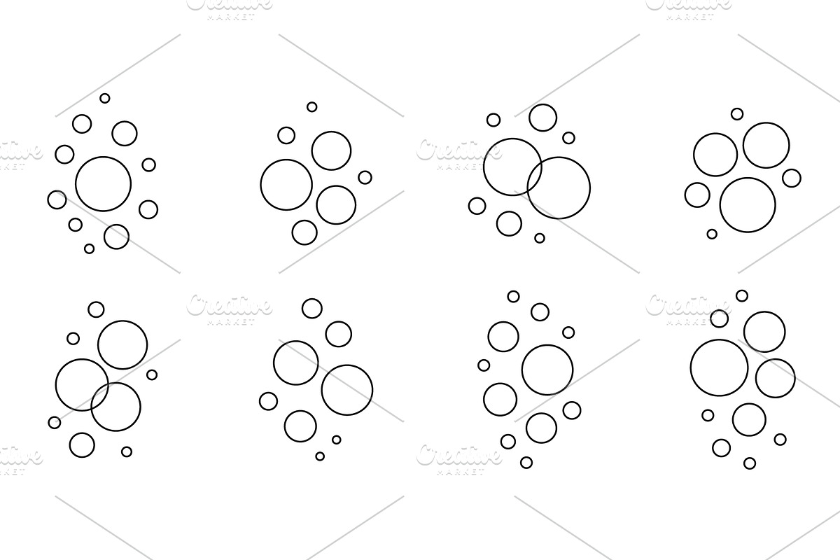 Outline soap bubbles set. Minimal, an Illustration by GraphiShop