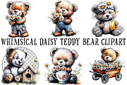 Watercolor Daisy Teddy Bear Clipart, a Seasonal Illustration by OK Design (Thumbnail 2 of 6)