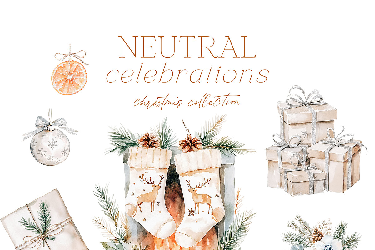 Watercolor Christmas Graphics, a Seasonal Illustration by studioequinox (Photo 2 of 8)