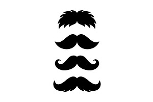 Set of four playful moustache, an Object Illustration by GraphiShop