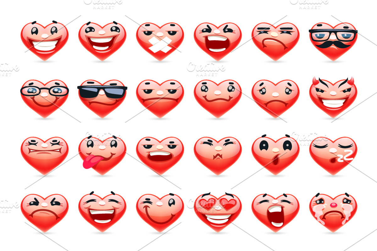 Valentine Heart Emoticons Collection