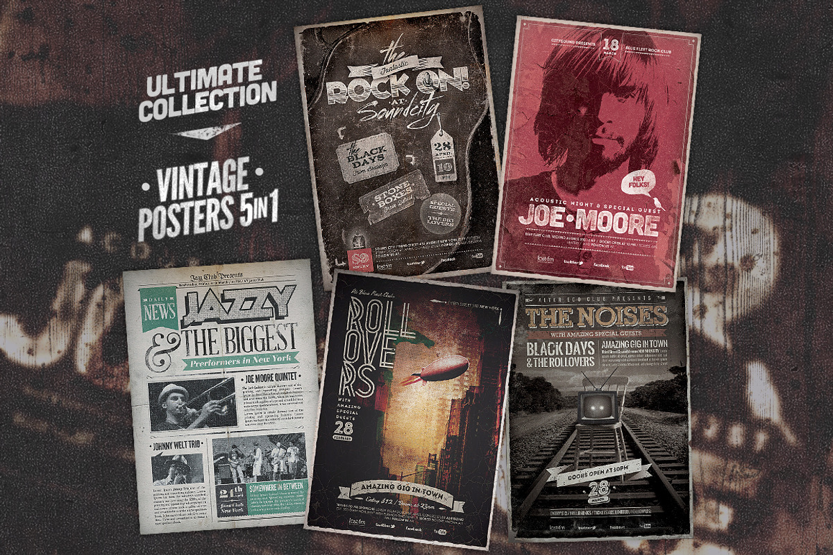 Ultimate Vintage Poster Bundle I, a Flyer Template by PuneDesign (Photo 1 of 5)