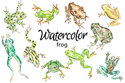 Frog watercolor clipart, a Background Graphic by GoodFairyClipArt (Thumbnail 1 of 3)