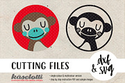 SVG DXF cutting file portrait monkey, an Illustration by kaeselotti (Thumbnail 1 of 2)