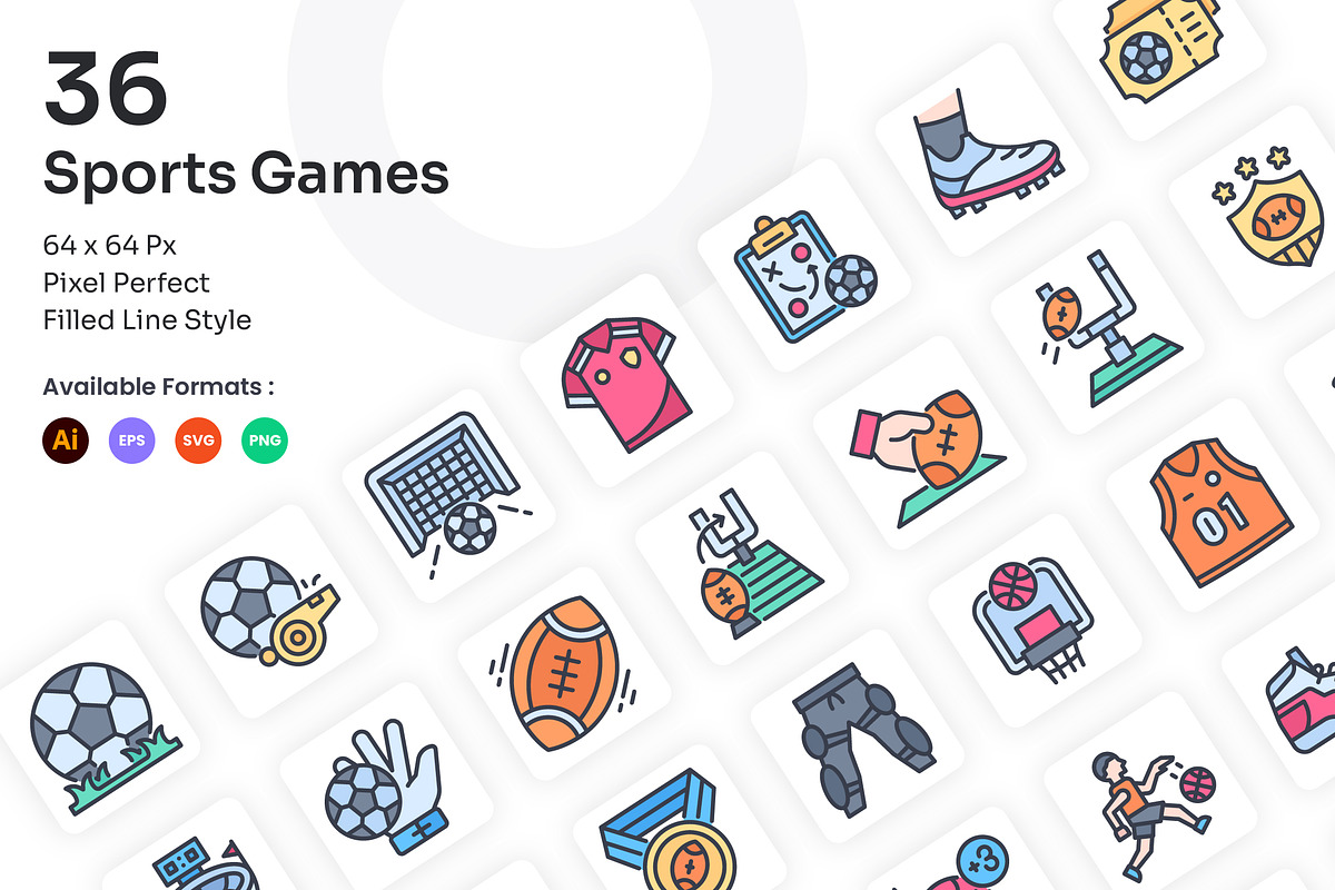 Sports Games Icons Set - Filled Line, an Icon by Kmg Design (Photo 1 of 3)