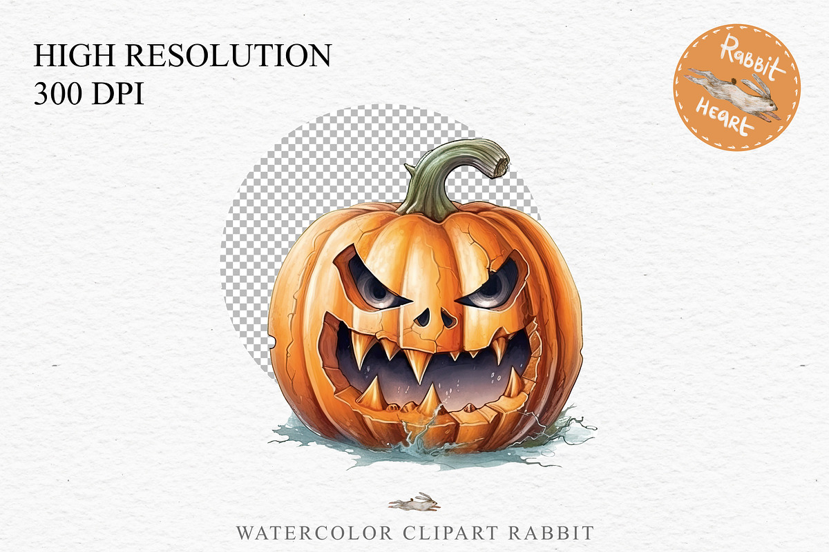 Scary Halloween Pumpkin Face Spooky, a Seasonal Illustration by Rabbit Heart (Photo 2 of 10)