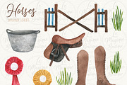 Horses Watercolor Clipart Set, an Animal Illustration by LeMagiqueBoutique (Thumbnail 3 of 4)