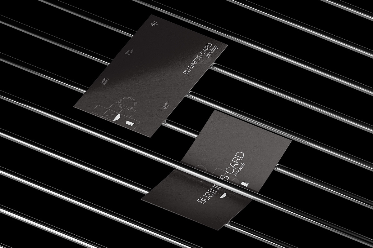 Business Cards on Metal grid Mockups, a Product Mockup by fakhroo (Photo 2 of 4)