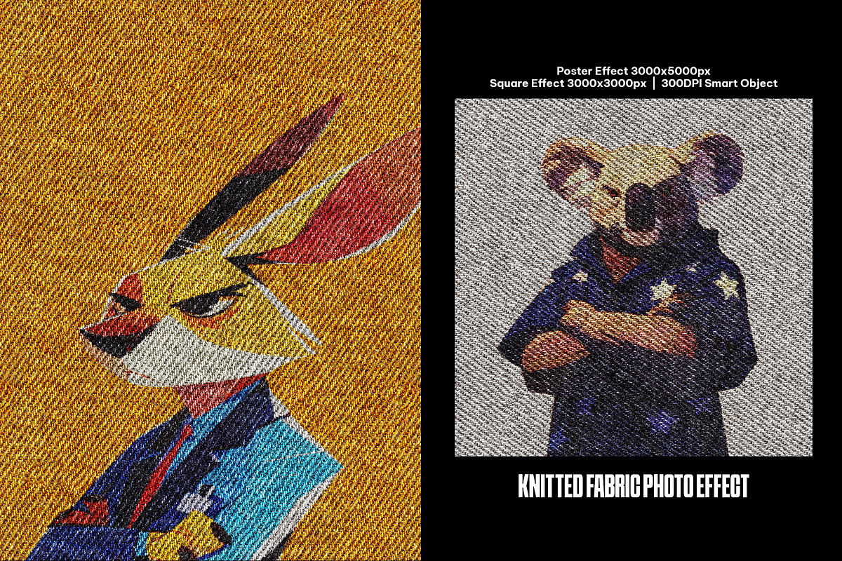 Knitted Fabric Square, Poster Effect, a Layer Style Add-On by iDoodle Studio (Photo 1 of 4)