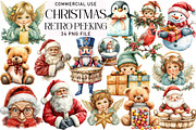 Retro Christmas Peeking Clipart, an Illustration by Daily.Designs (Thumbnail 1 of 3)
