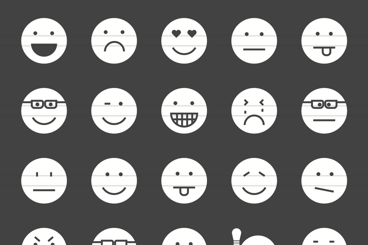 50 Emoticons Glyph Inverted Icons preview 2