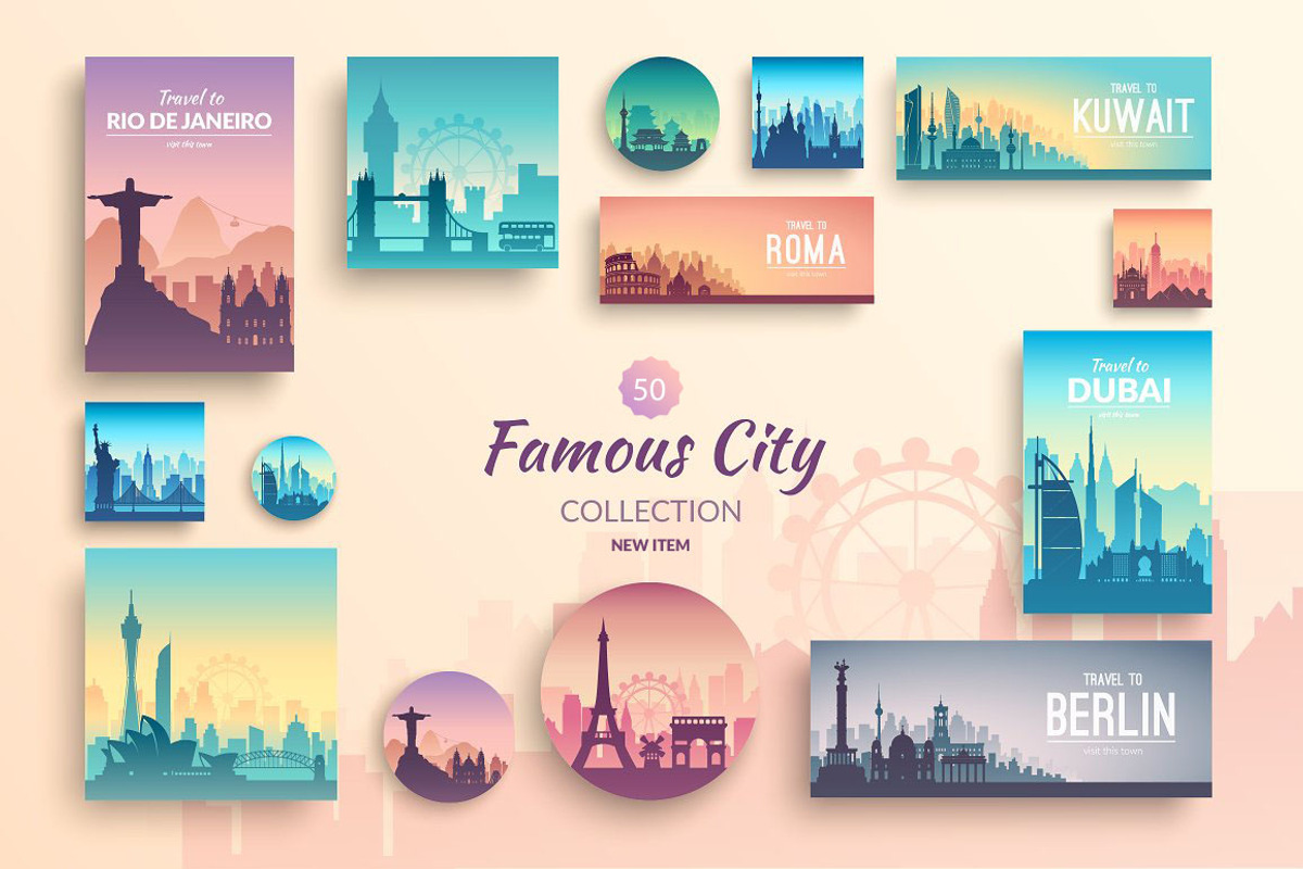 Famous Cities Landscape Collection, an Illustration by Chuhastock (Photo 1 of 15)