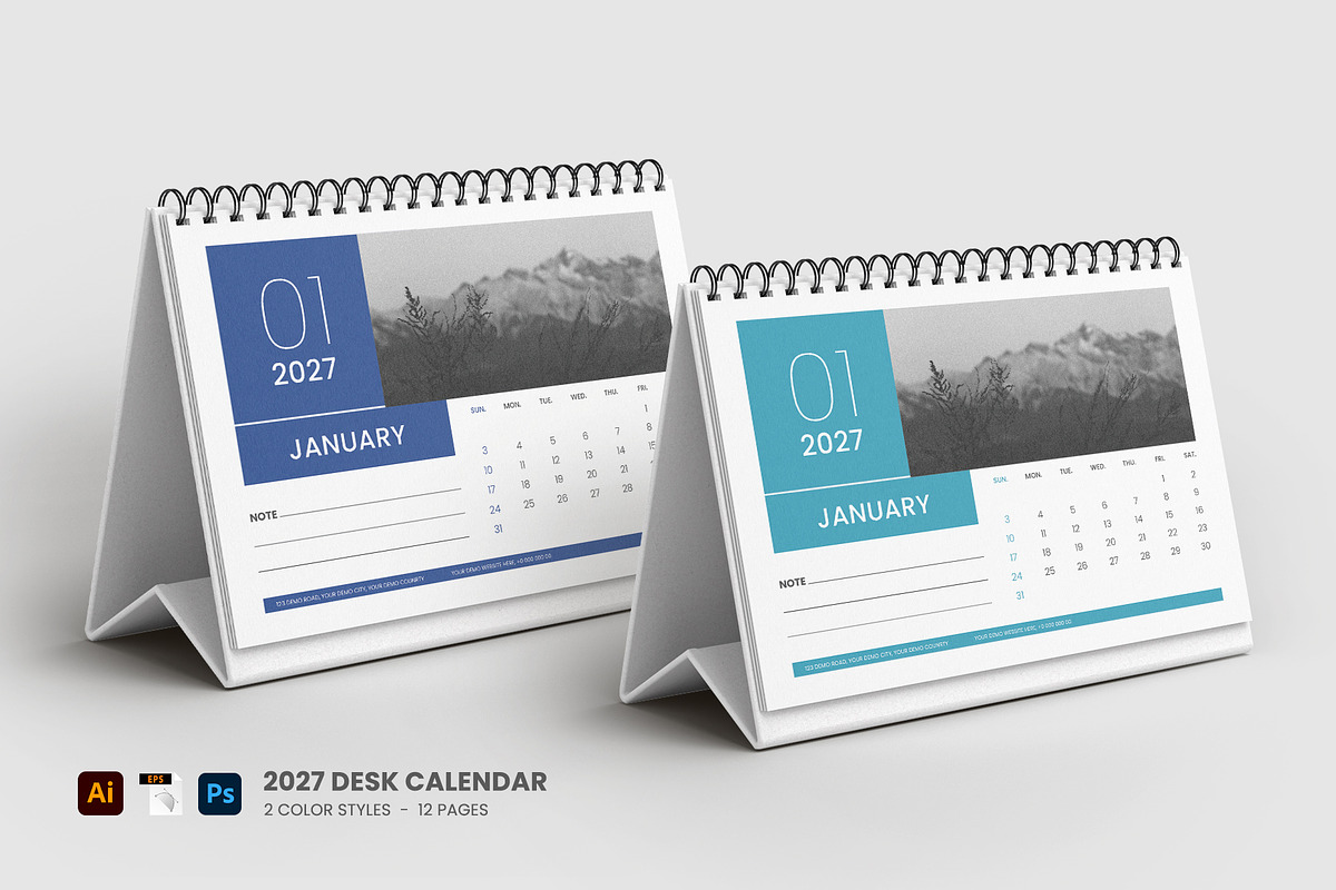 2027 Desk calendar template design, a Stationery Template by Tanmoy Topu (Photo 1 of 2)