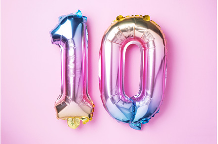 Rainbow foil balloon number, digit, a Holiday Photo by Enjoy Photo