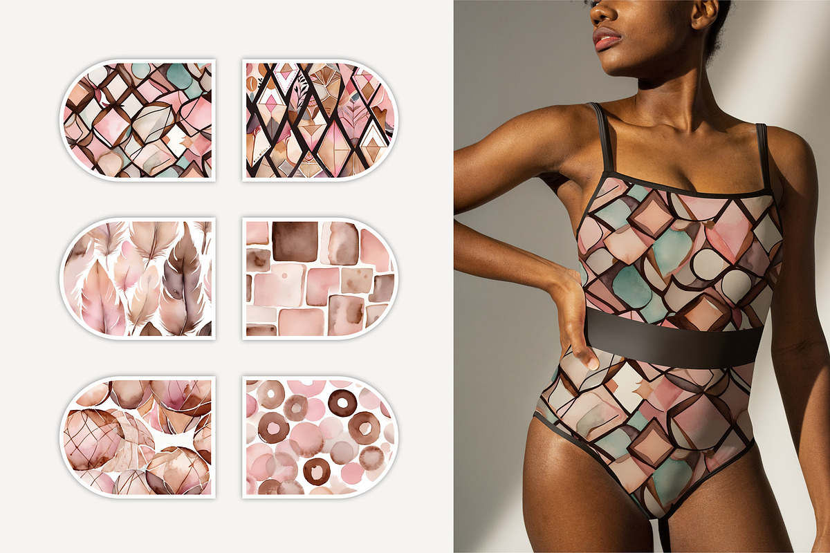 Boho Patterns. Pink and brown, a Pattern Graphic by L- design studio (Photo 3 of 7)