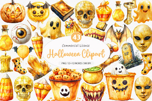 Yellow Halloween Clipart Sublimation, an Illustration by SinaCreation