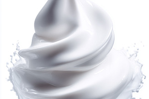 Smooth white liquid swirling upwards from an erupting splash, cr, a Photo by Studio ANNA