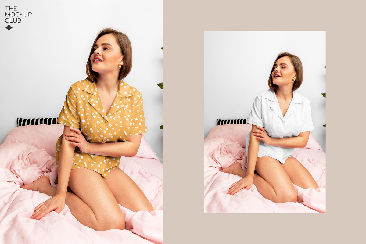 FEMALE PYJAMA MOCKUPS, a Shirt Mockup by MCKP*ME (Photo 2 of 9)