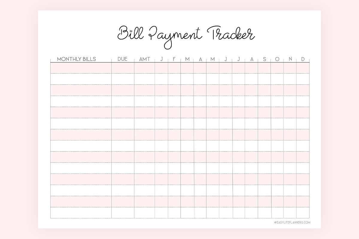 Bill Tracker Printable Letter Size, a Stationery Template by EasyLifePlanners (Photo 3 of 4)