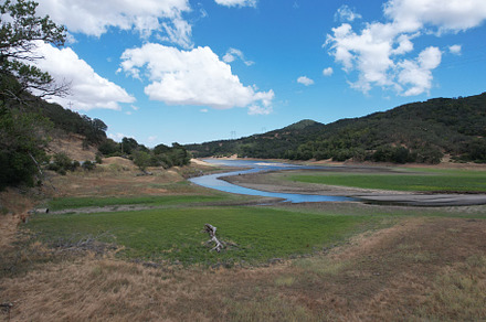Aerial view of reservoirs in Morgan hill California, a Nature Photo by uncreative