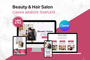 Beauty & Hair Salon Canva Website, a Landing Page Template by Digital Content Mix (Thumbnail 1 of 6)