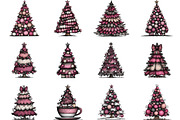 Whimsical Christmas Tree Clipart, an Illustration by CraftArtStudio (Thumbnail 2 of 6)