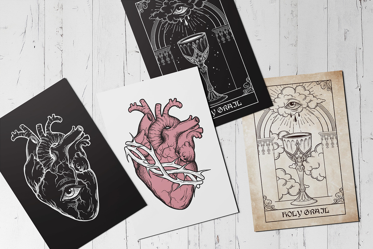 Holy Hearts Hand Drawn Vector Arts, a Decorative Illustration by Croisy (Photo 3 of 7)