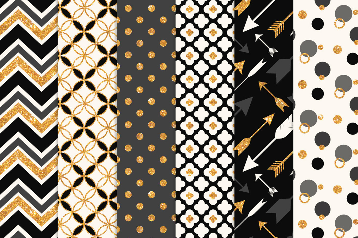 Black Bohemian Glitter Digital Paper, a Pattern Graphic by Amanda Ilkov (Photo 2 of 3)